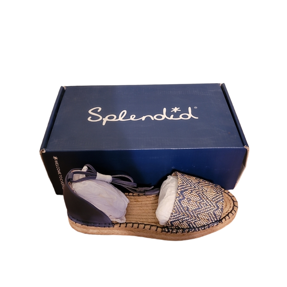 NIB Splendid Blue Edna Espadrille Platform Sandles Flats, Size 8.5